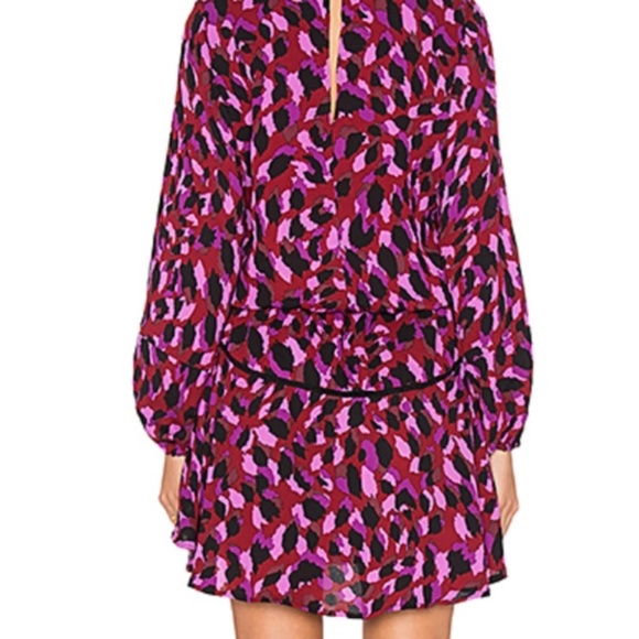 Karina Grimaldi Titti Print Mini Leather Trim Dress NWT XS - Picture 3 of 7